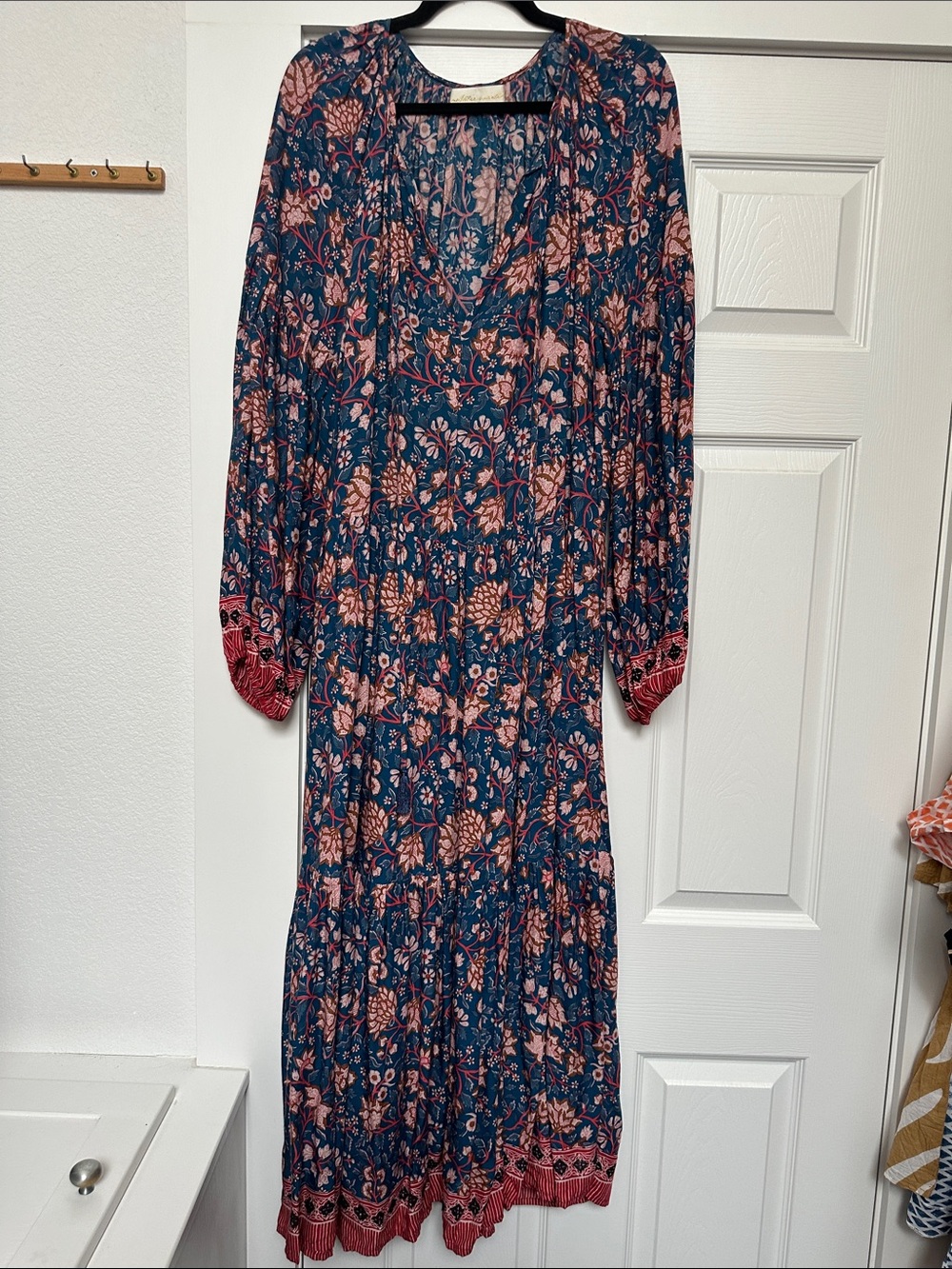 Natalie Martin Navy Maxi Dress with Blush Floral Print